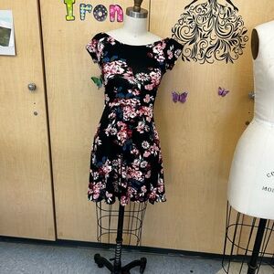Floral Black Mini Dress